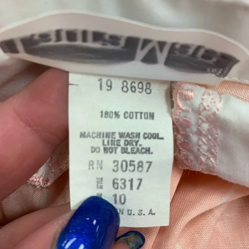 Vintage Laura Mae Pink & White Lace Trim Button Down sz 10 NWT - Picture 3 of 5